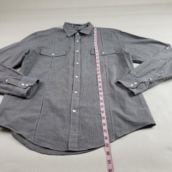Ted Baker London Button Up Shirt Mens US XXL 6 Black Checker Long Sleeve Collar - Picture 11 of 11